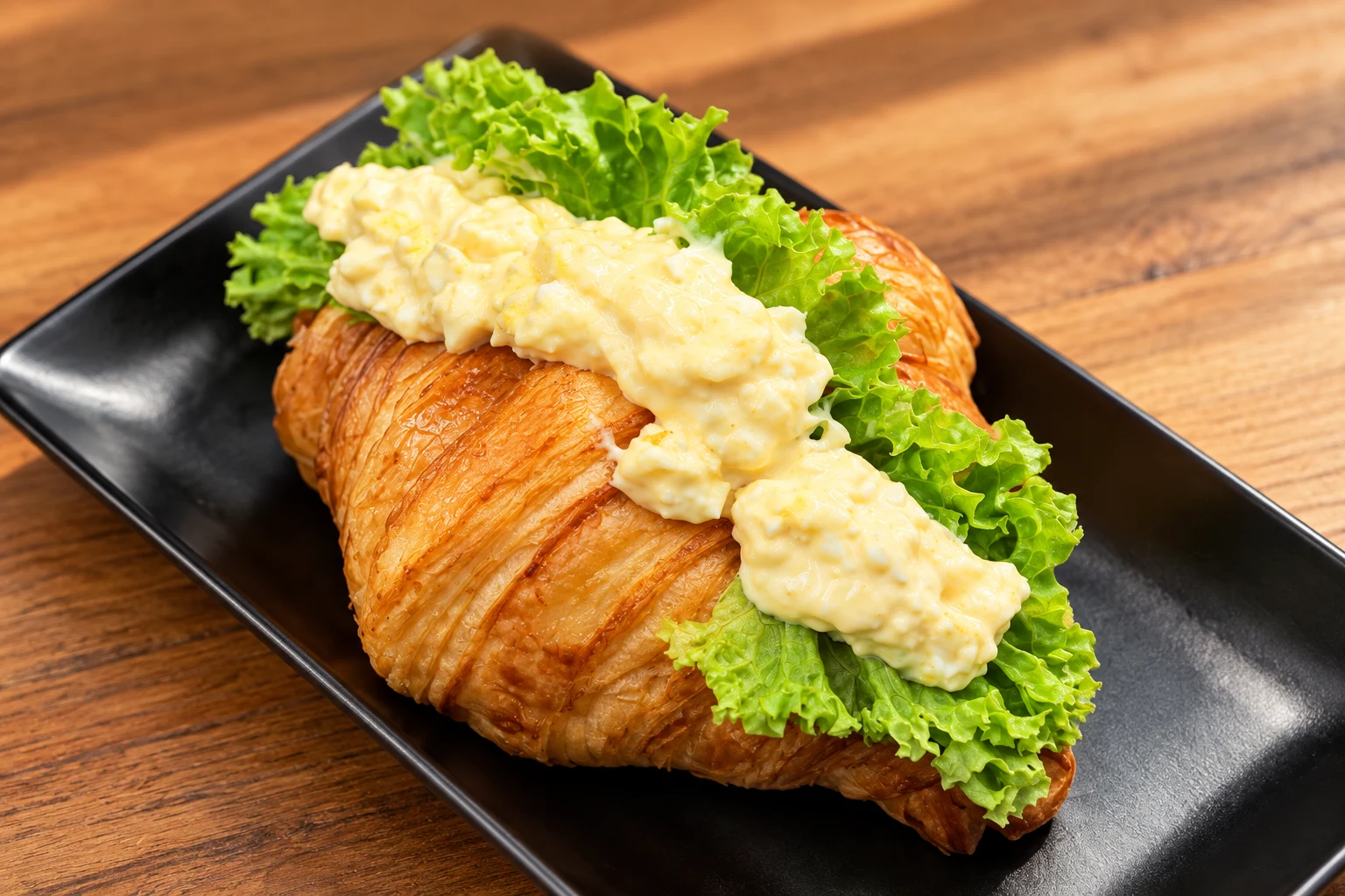 蛋黄酱鸡蛋可颂，搭配鲜绿生菜